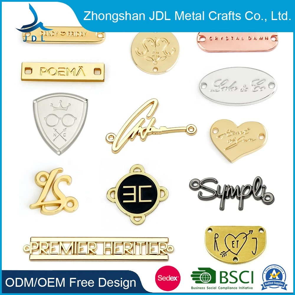 Custom Promotion Fashion Logo Woven Clothing Patch Special Label Metal Tag Brand Logo