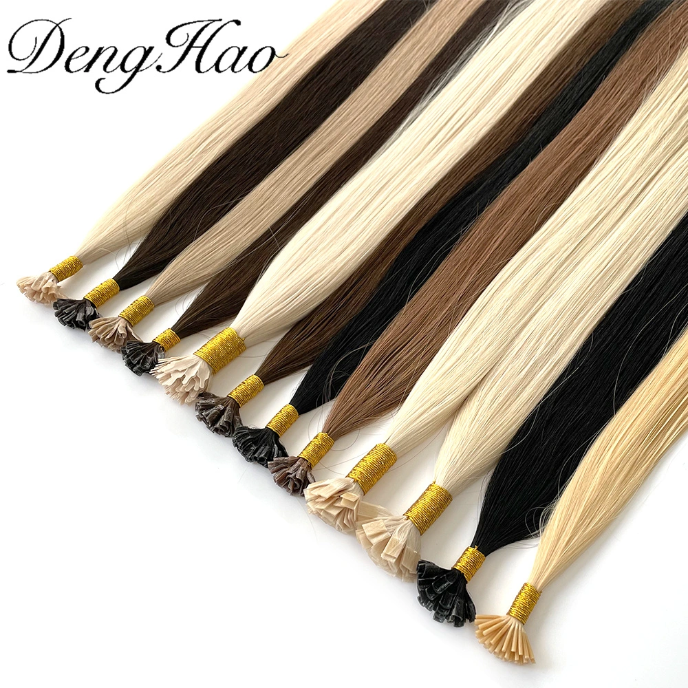 Wholesale 100% Full Cuticle Double Drawn Russian Remy Keratin Flat Tip Pre Bonded Human Hair Extension