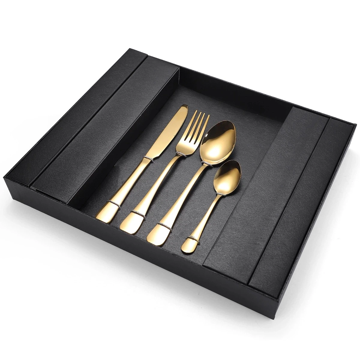 24PCS Stainless Steel High End Dinnerware Wedding Gold Cutlery Set