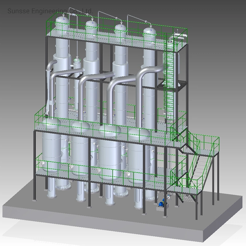 Evaporador de película descendente industrial de efecto múltiple