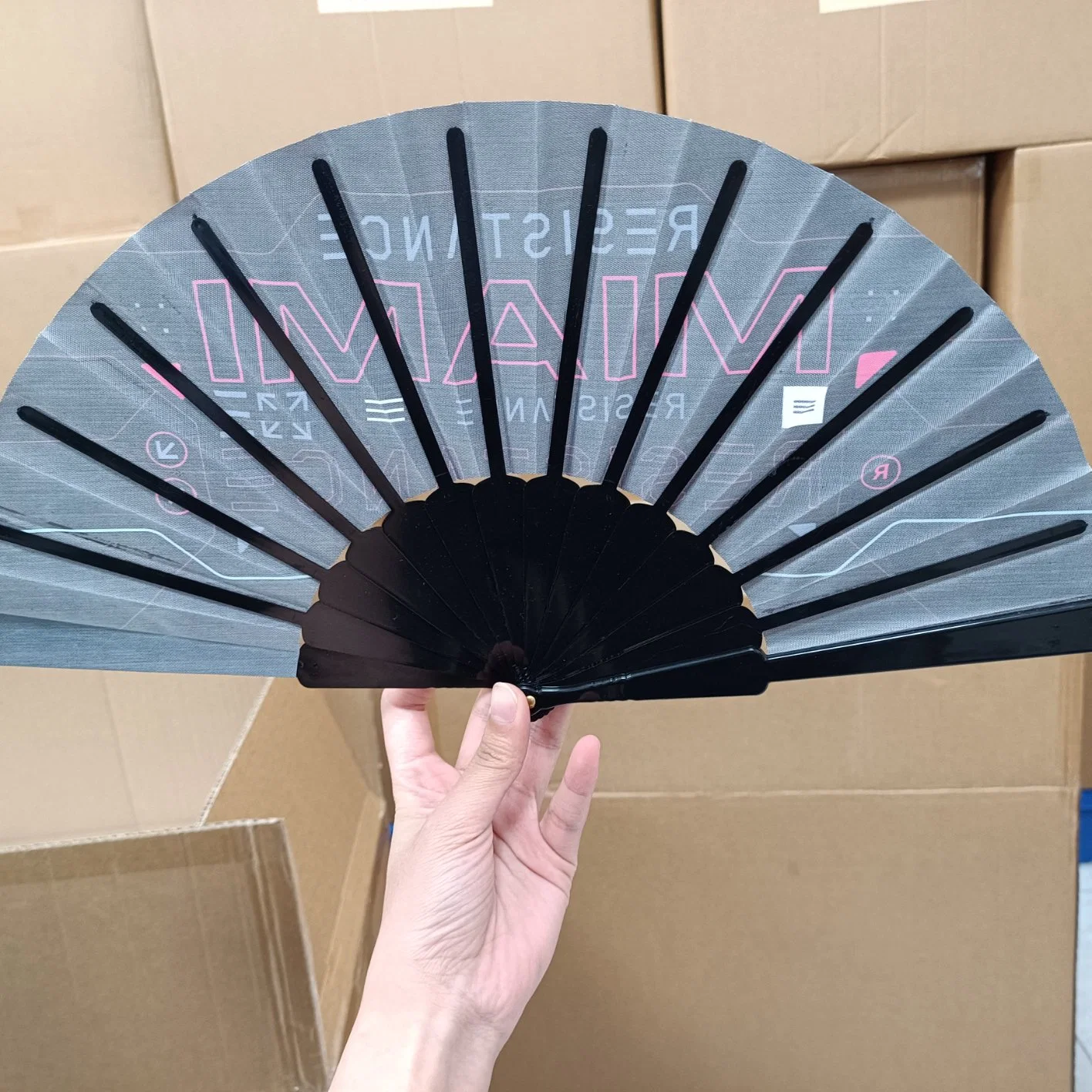 Custom Printed Fabric Plastic Folding Hand Fan Festivals Personalized Foldable Hand Held Fan for Souvenir