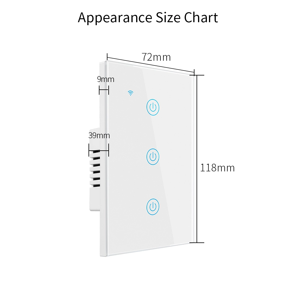 El estándar estadounidense Smart WiFi interruptor táctil de la pared 1/2/3/4 pista Interruptor inteligente Smart Switch