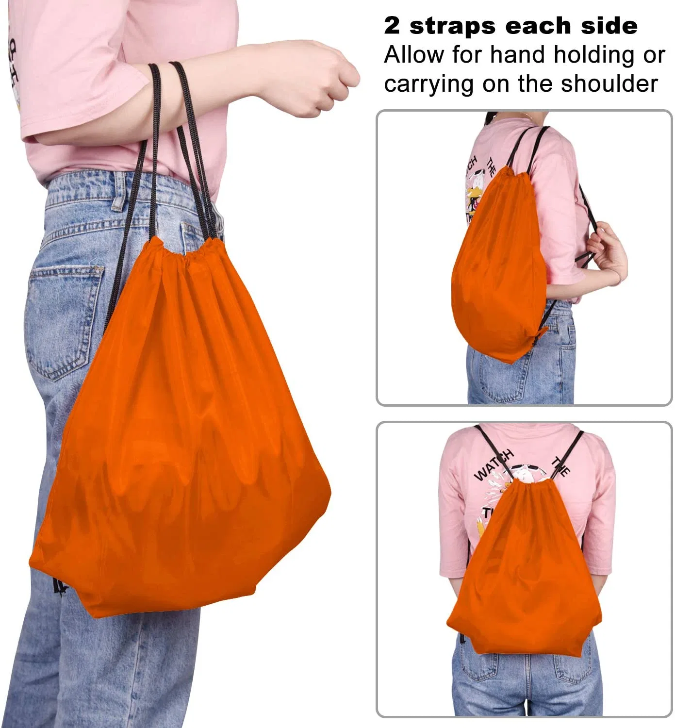 Bags Tie String with Drawstring Rope Backpack Canvas Bag