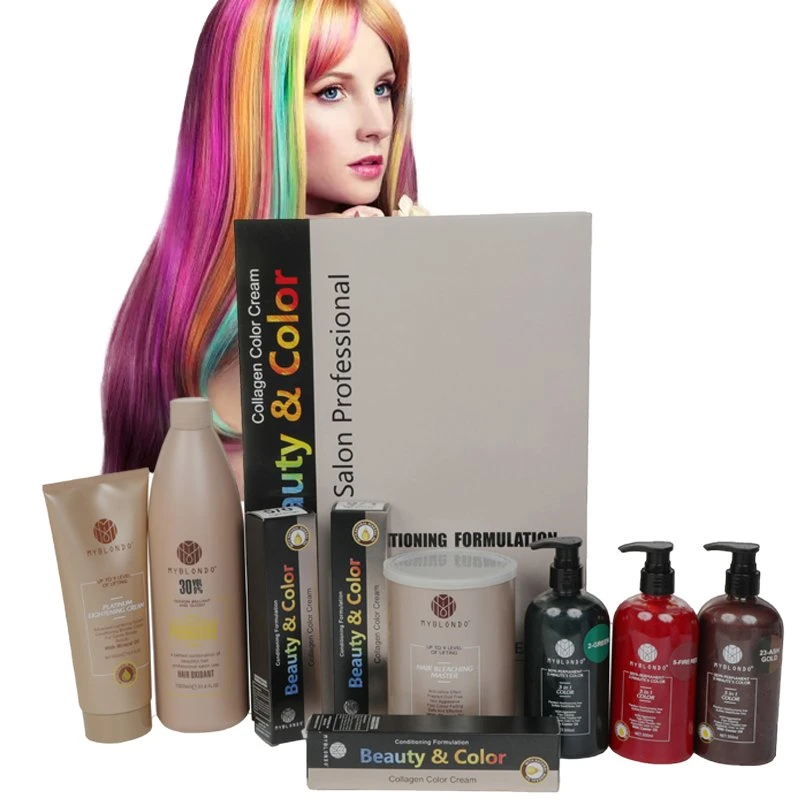 Guangzhou Color de cabello Crema Shinny largo duradero permanente de tinte de cabello Colágeno Color Crema Salon Popular Cuidado del pelo 100ml