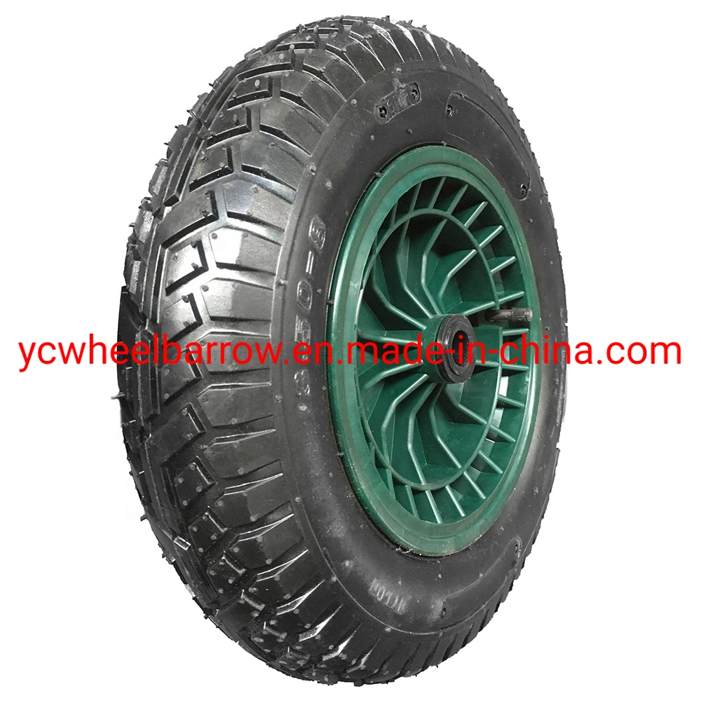 14*3.50-8 Natural Rubber Tyre Air Wheel Pneumatic Wheel with Plastic Rim for Garden Wheelbarrow