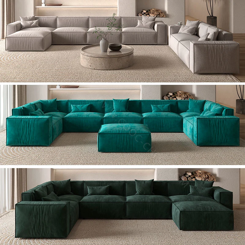 Modern Luxury Italian Style Sectional U Shape Sofa Living Room Furniture Set