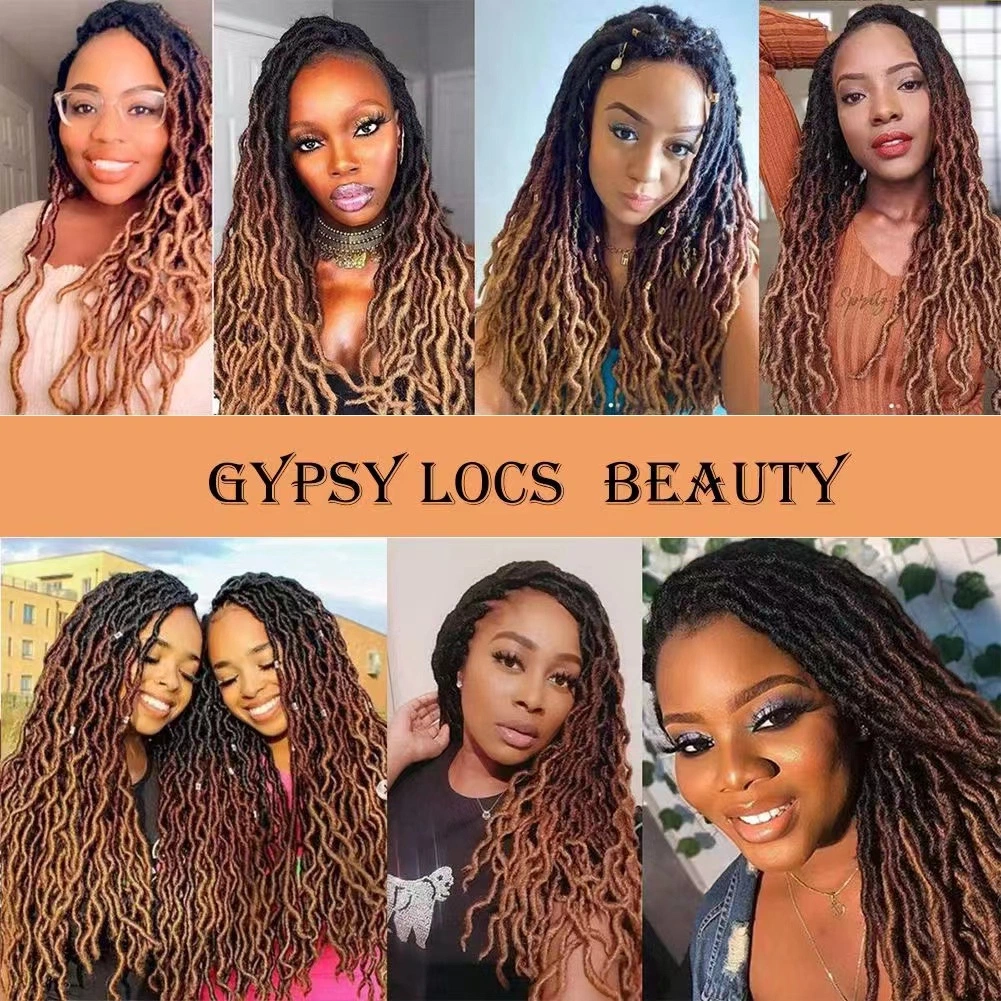 Synthetic Gypsy Locs Extension Braids Wavy Curly Crochet Braids Hair Goddess