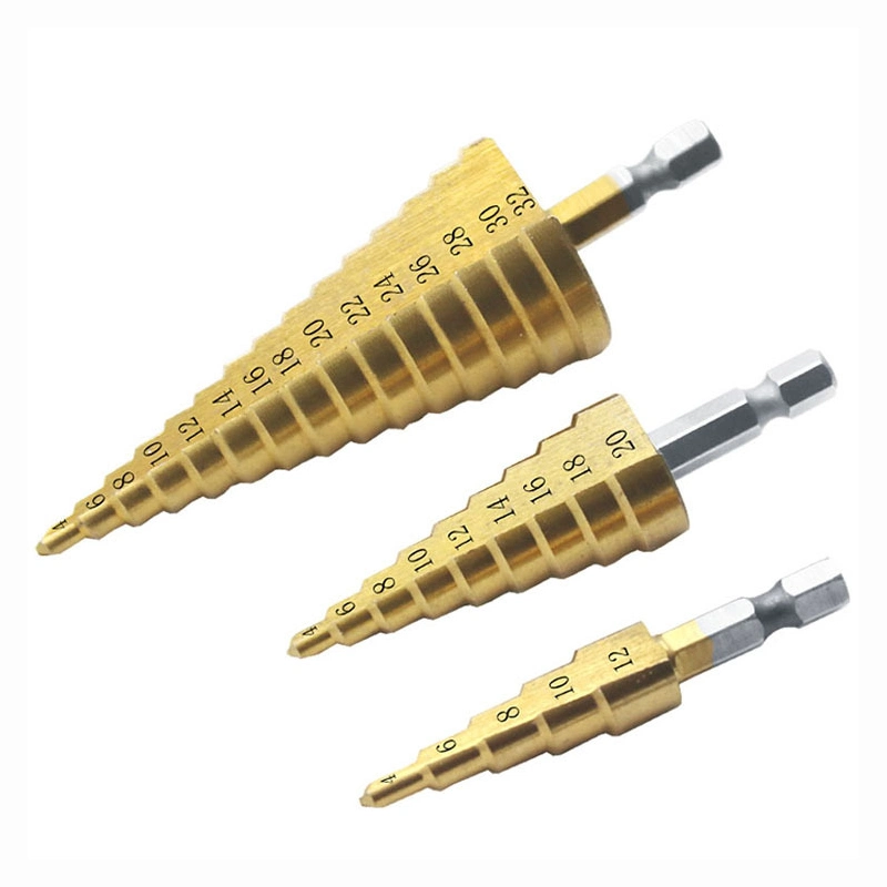 4-32mm HSS Straight Groove Step Drill Bit Titanium Coated Wood Metal Hole Cutter Core Drill Bit