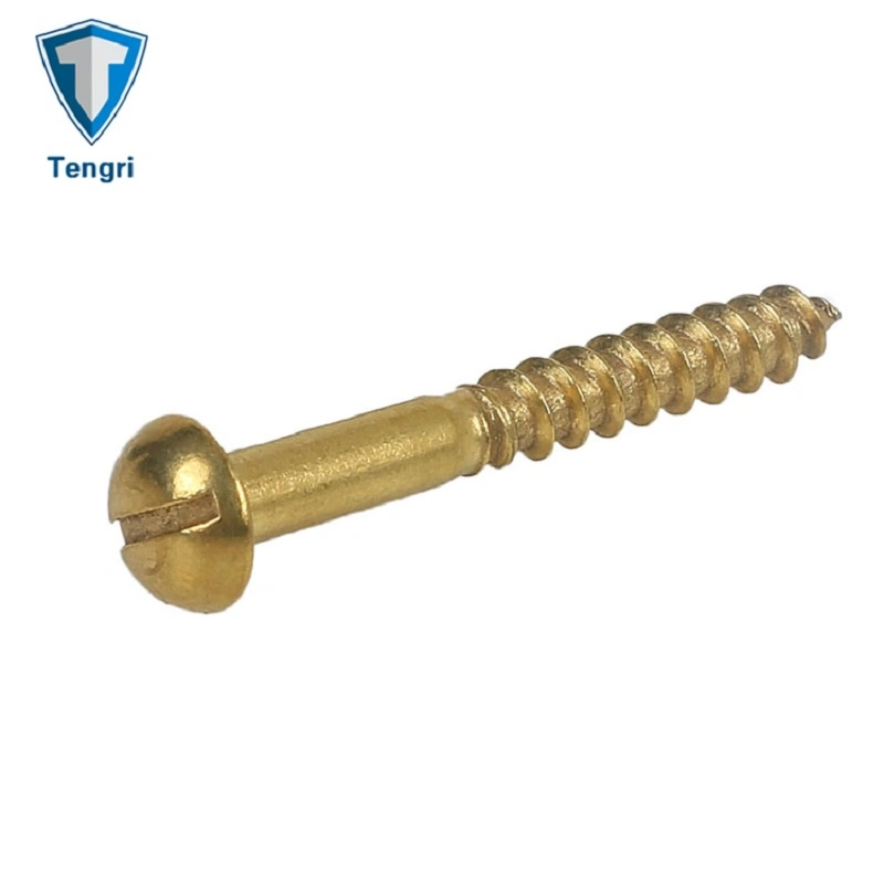 DIN96 Brass Alloy Slotted Raised Round Head Self Tapping Screw