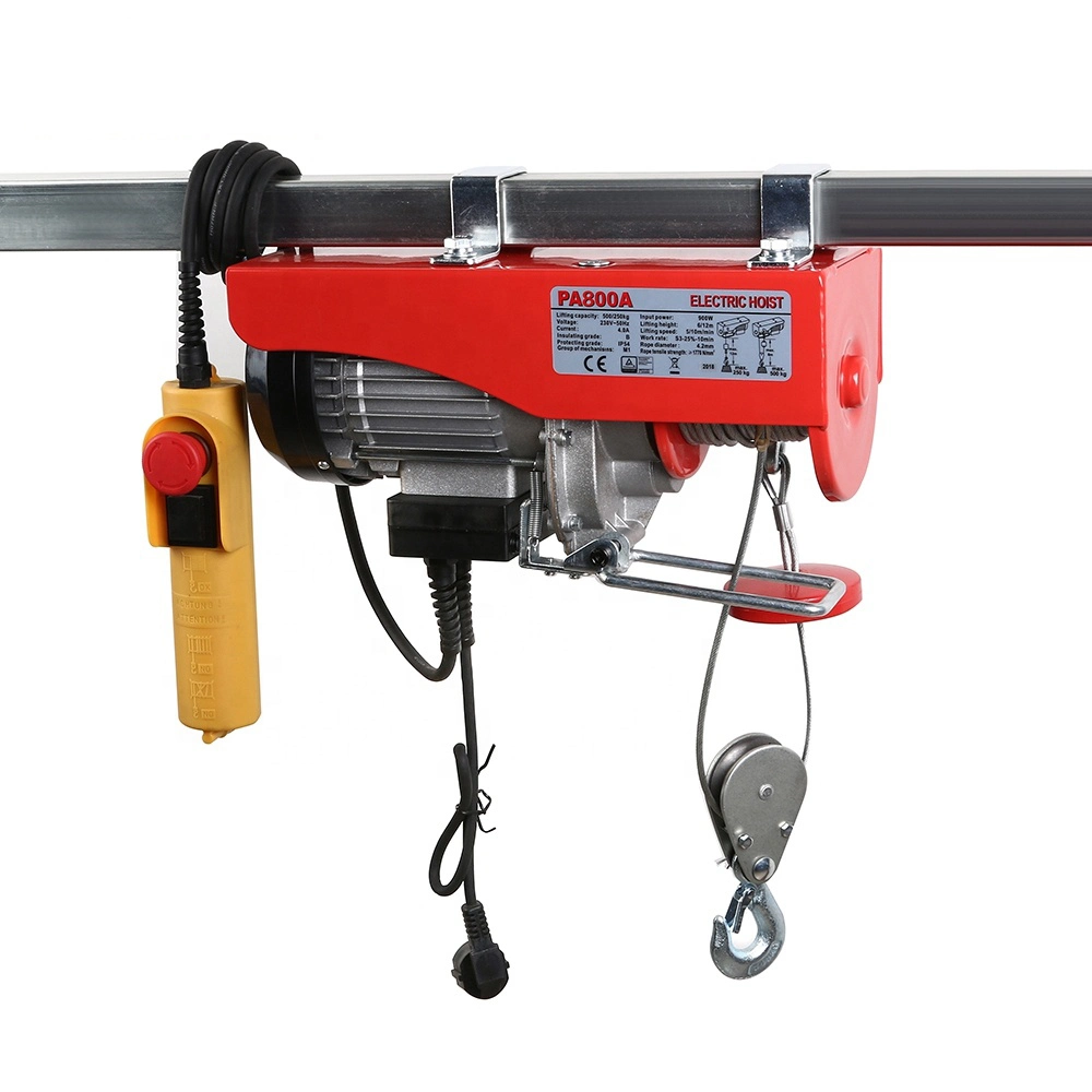 540W, 125/250kg, Hoist Scaffold Overhead Crane Double Line Lift Electric Hoist with 12m Electric Wire Hoist Remote Control Garage Auto Shop (BP125-250)