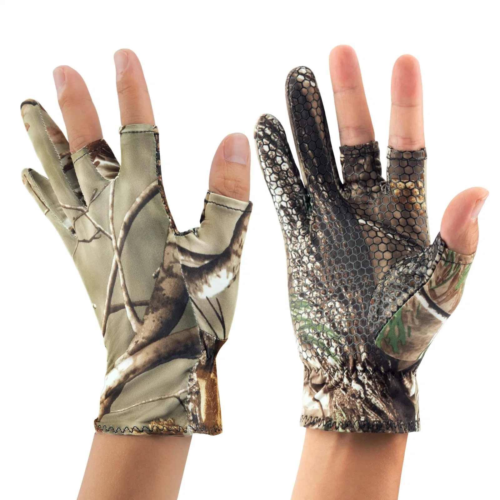 Sun Gloves UV Protection Gloves Fishing Gloves Camouflage Gel Glove Thin Fingersless Gloves Men for Kayaking Paddling Driving Hiking