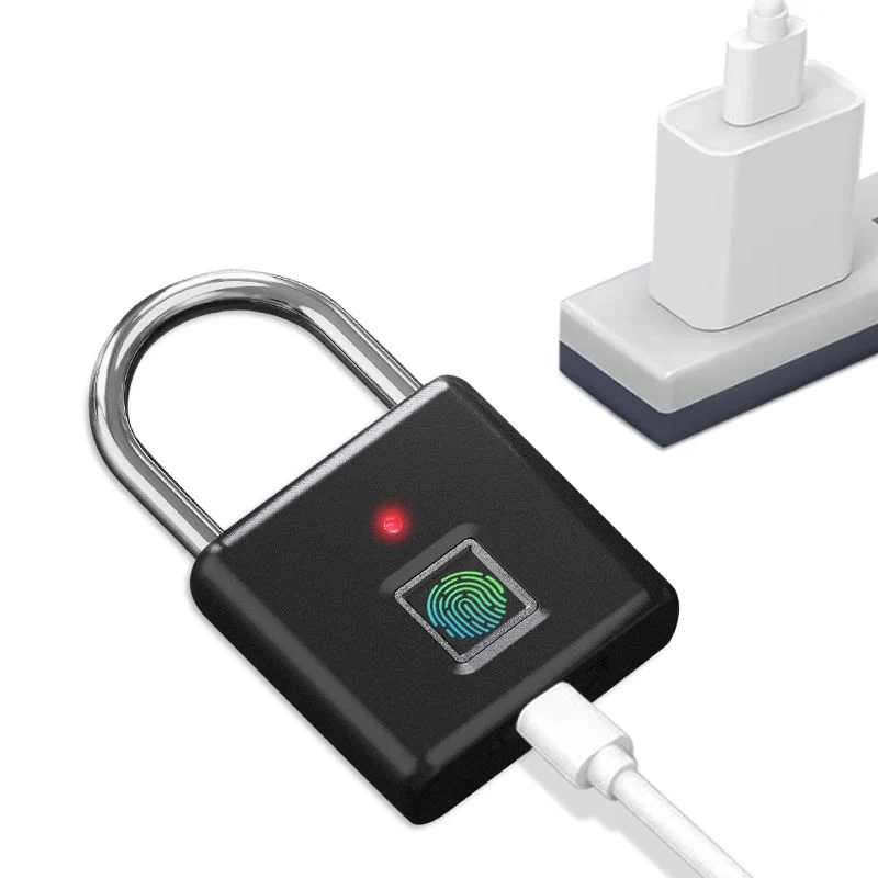 Negro y Sliver Biometric Intelligent equipaje huellas digitales Smart Padlock