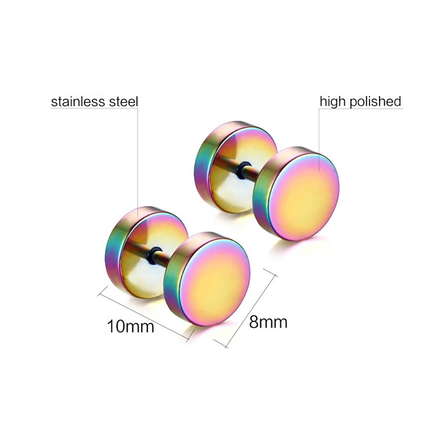 Manufacturer Sells Fashionable Titanium Steel Barbell Earrings Men and Women's Stainless Steel Round Cake Dumbbell Earrings Earrings Accessories Ers110