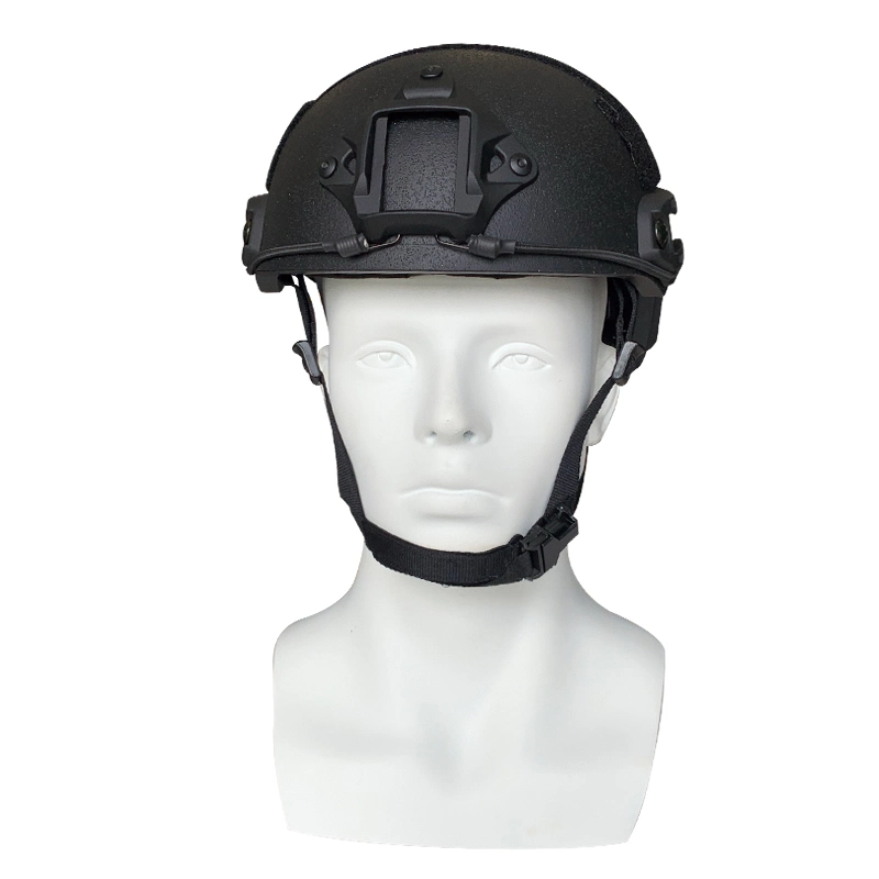 Black PE Military Bullet Proof Helmet with Accessory Rail Connectors