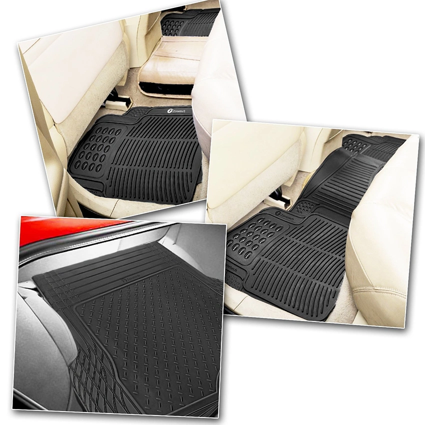 4PCS Tapis de sol en caoutchouc universels pour voiture, protection toutes saisons