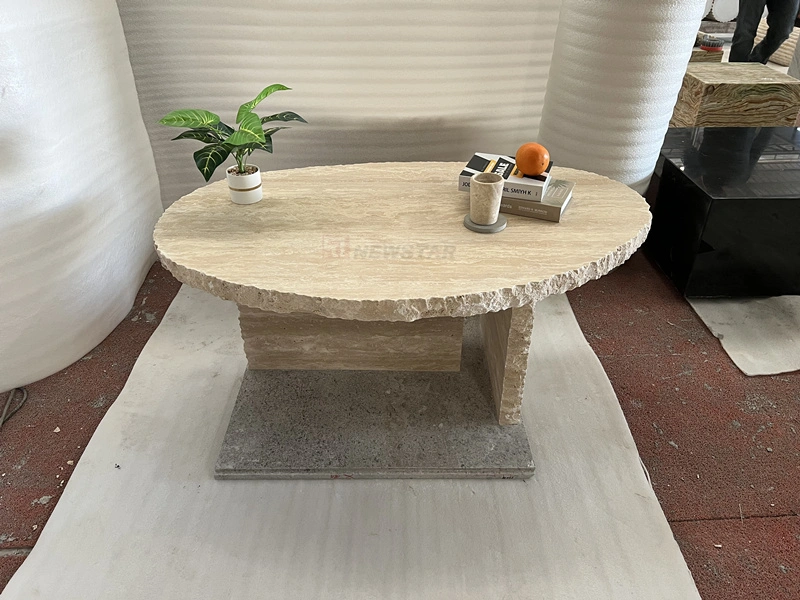 Good Quality Real Marble Decorative Coffee Tables Natural Travertine Side Table Indoor Living Room Stone Furniture