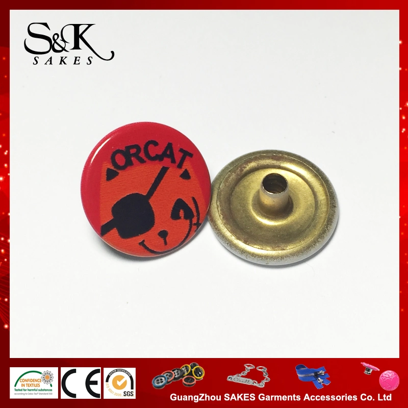 Lovely Style Silk Print Metal Brass Snap Button for Children Clothes