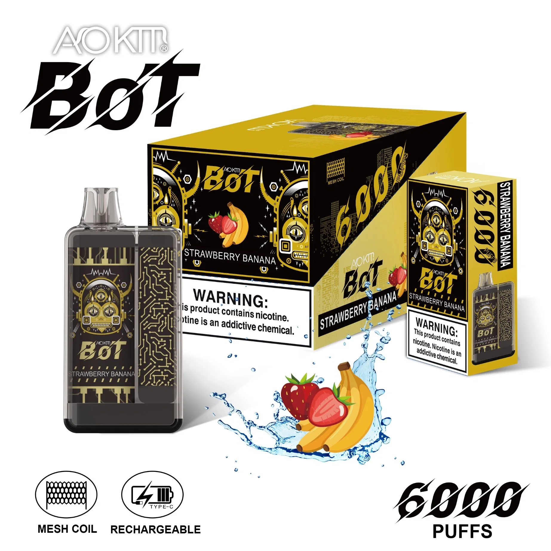 E-pipe Aokit Bot 6000 Puff Bar Plus desechable E-CIG caliente Venta fábrica Vaporizer Pot Wholesale/Supplier Puff Bar 7K 8K 9K Puff