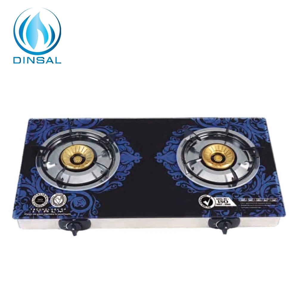 Glass Top 2 Burner Brass Burner Gas Stove (DS-GSG212)