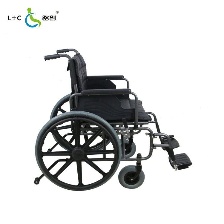 Heavy Duty Wheelchair Flip-up Handrests Detachable Footrests Wide Seat