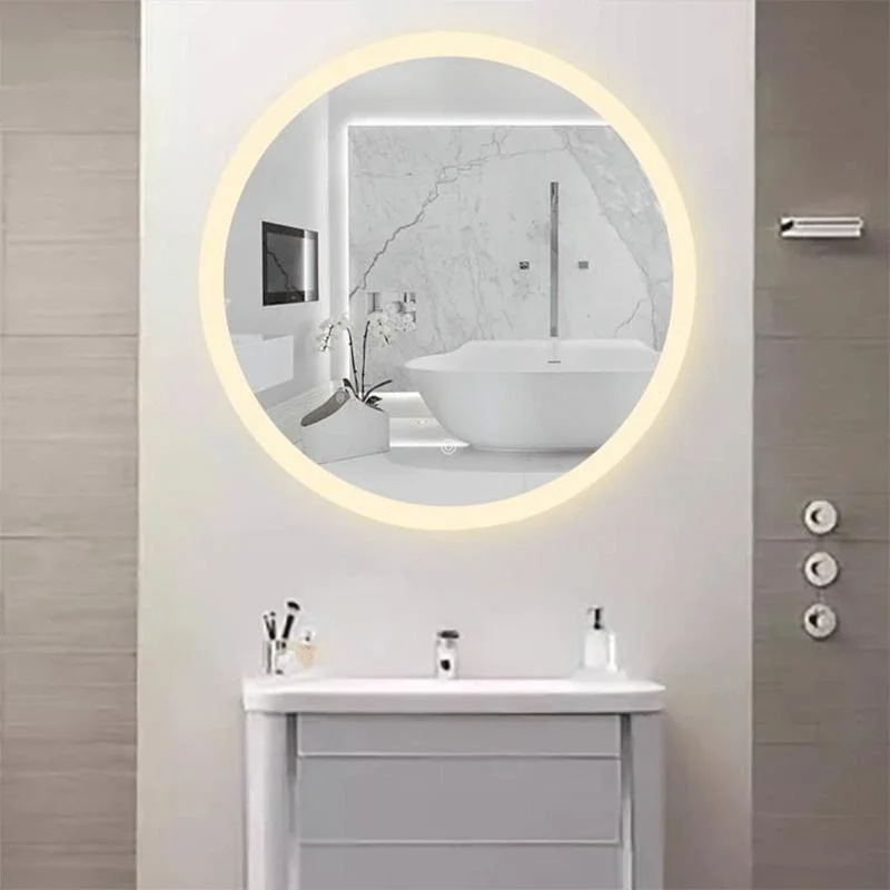 3CCT Round Modern Mirror Light 600mm Acrylic Frame + Iron with LED Touch Switch Bi-Colour Strip 36W