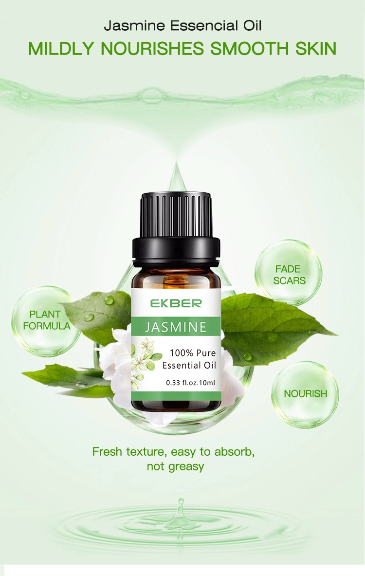 Aceites de jazmín Natural al por mayor Bulk 10ml para la piel reafirmante calmante Cuerpo Cuidado de la piel Masaje SPA aceite esencial