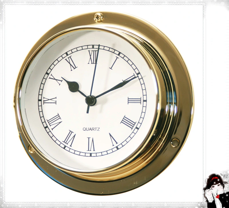 Quartz Wall Clock Roman Numberals Dial Brass Case 81mm