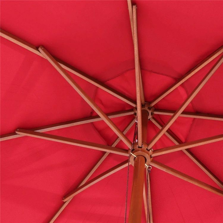 Special Red Color Wooden Parasol Umbrella