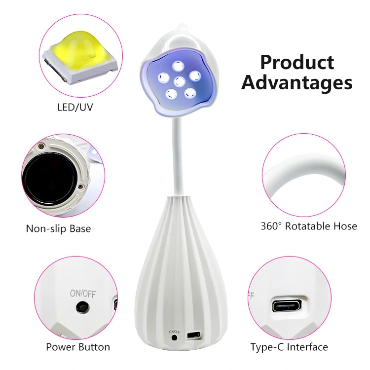 UV LED Nail Lamp 12W Glue Curing Lamp Touchable Gel Portable Mini Nail Dryer 360 Rotatable Hands Free Quickly Nail Lamp