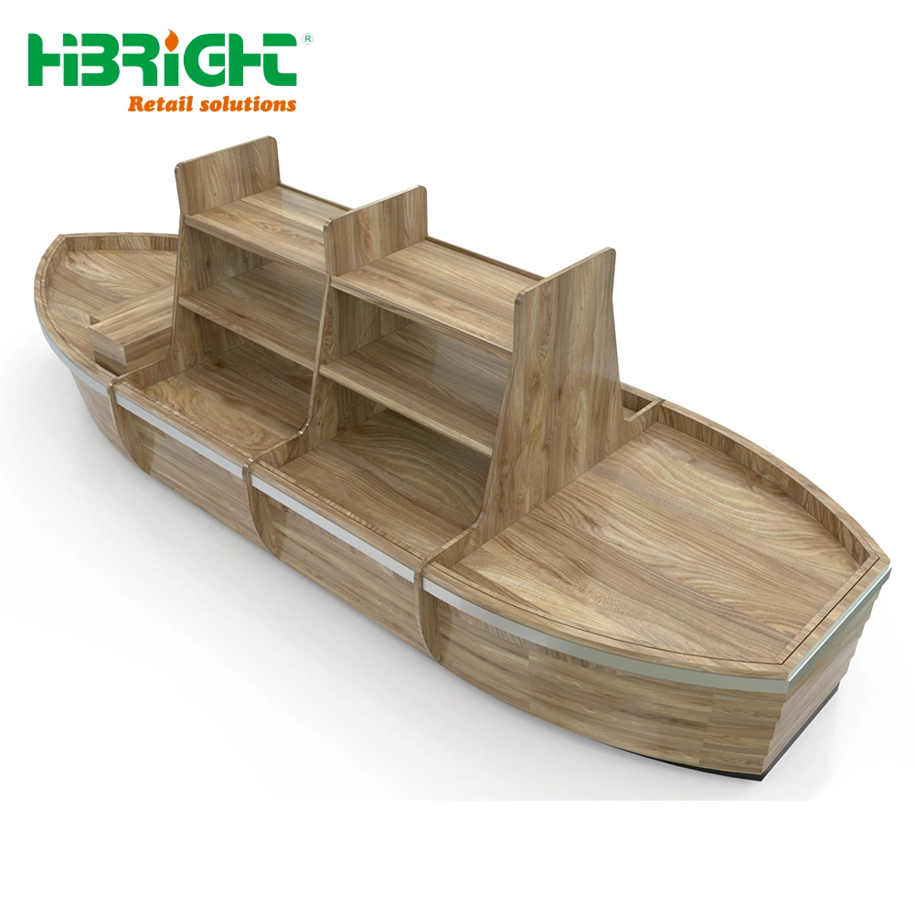 Hypermarket Grocery Supermarket Fruit Market Boat Shape Vegetavle Display Rack