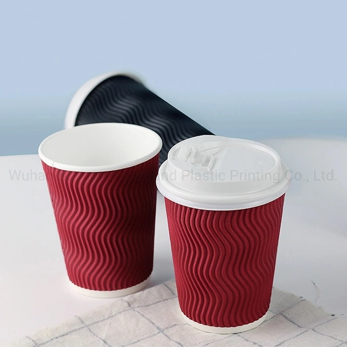 8oz 12oz 16oz Customized Ripple Wall Disposable Coffee Paper Cup Drinking Cup Hot Drink Cup for Coffee / Espresso / Americano / Macchiato / Cappuccino