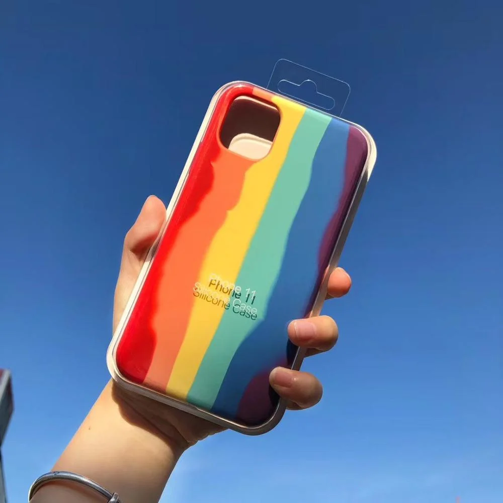 علبة هاتف سيليكون عالية الجودة من Rainbow لسائل لهاتف iPhone 12 حقيبة PRO بحد أقصى من البولي يورثان المتلدن بالحرارة (TPU