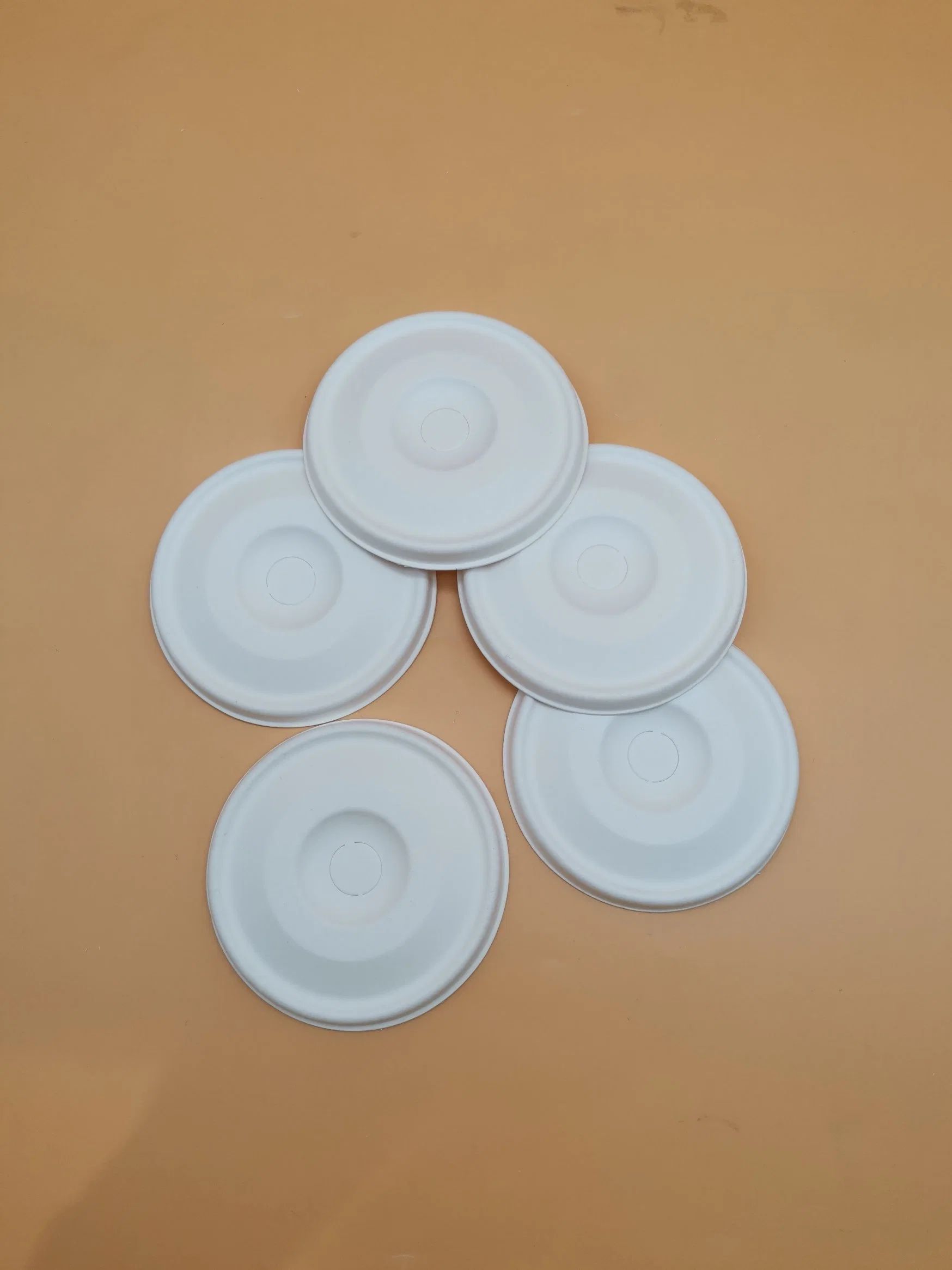 80 90 mm White Bagasse Flat Coffee Cup Lids