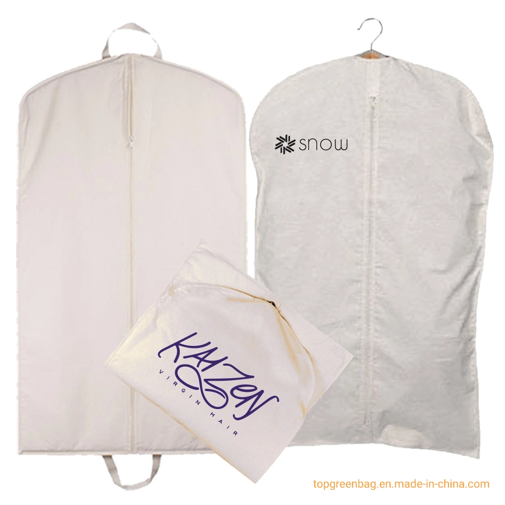 Custom Print Logo Long Suit Dust Cover Clothing Hanging Cotton Garment Bags