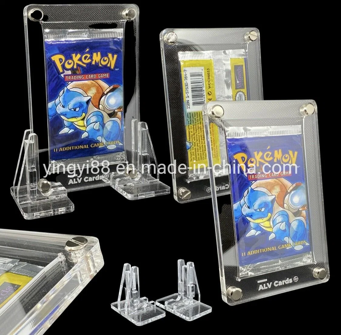 Soporte para tarjetas graduadas Pokemon PSA acrílico transparente anti-UV con Base