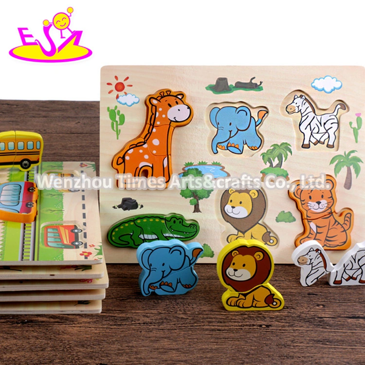 Nuevos Juegos de Puzzle de animales de madera para niños más calientes para la educación W14D032