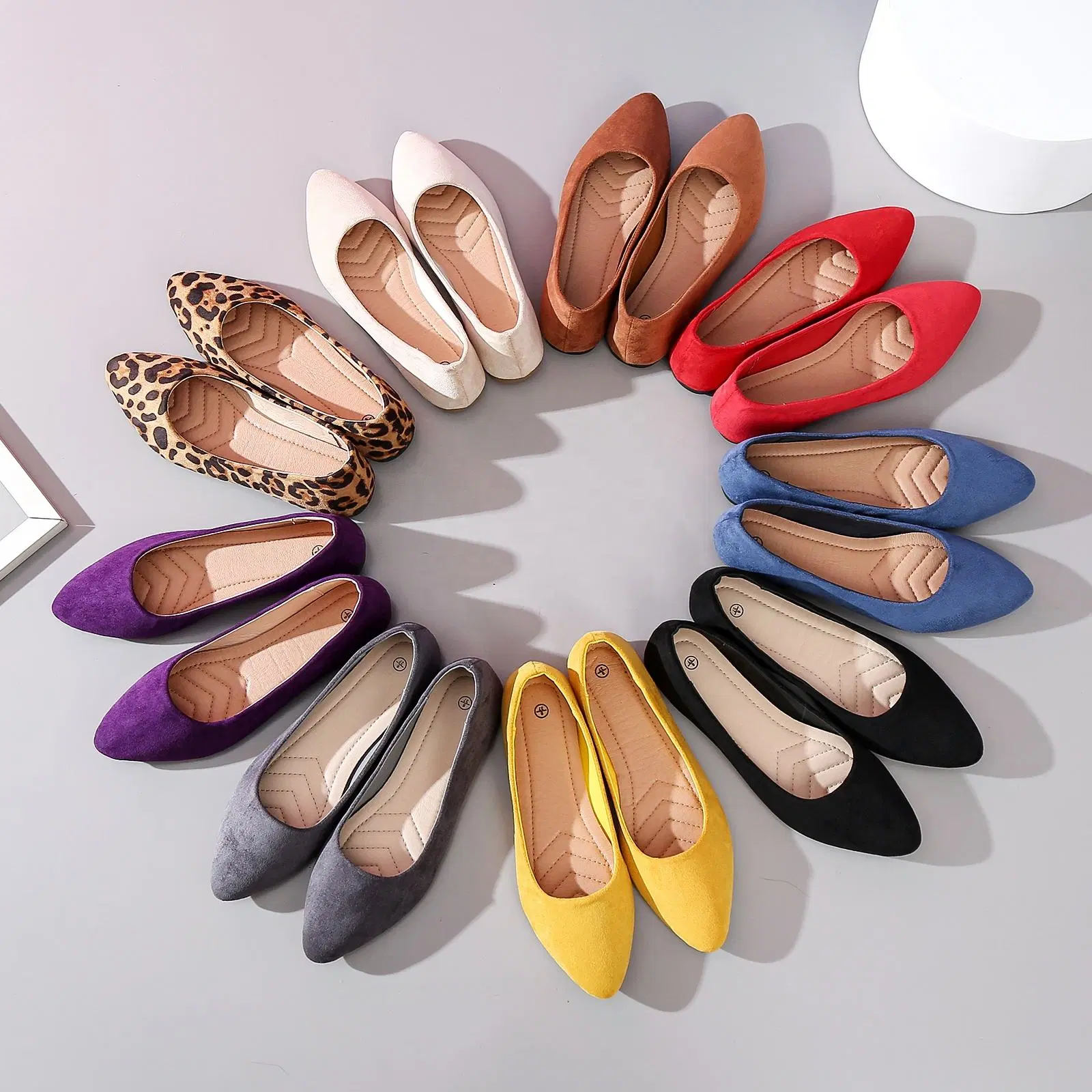 Custom Summer New Arrival PU Leather Solid Color Pointed Dress Flat Shoes