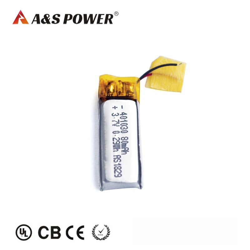Batterie Li-polymère 401030 batterie rechargeable lithium 3,7V 80mAh samll industrielle