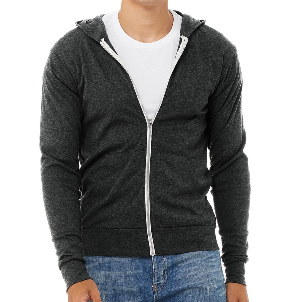 Whollae Zip up Terry Hoodies Hombre Deportes correr fuera de la sudadera con capucha