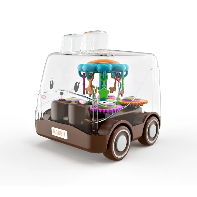 Engranaje de inercia transparente Cartoon coche bebé juguete Modelo de Educación coche Regalo de cumpleaños para niños de juguete para bebé