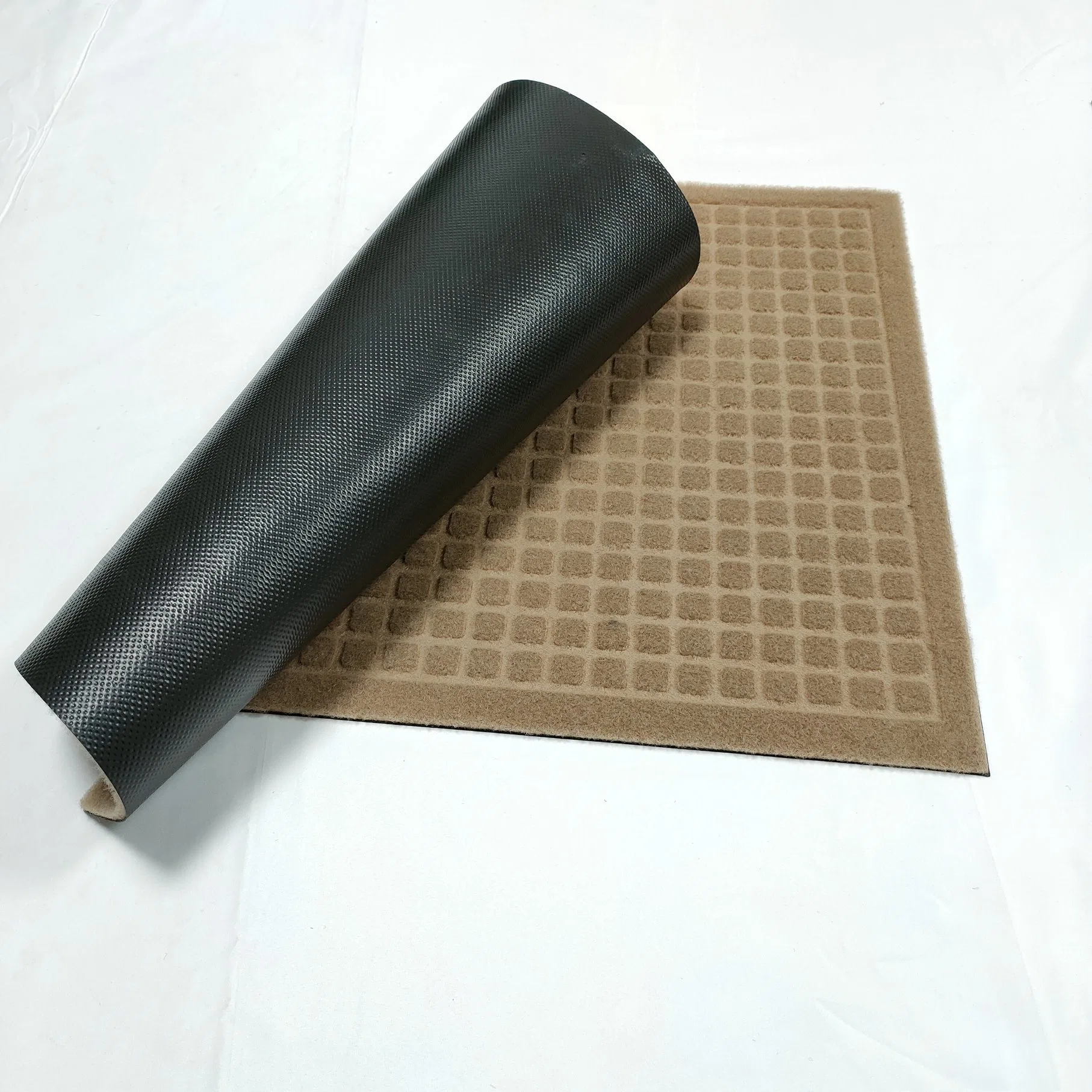 Indoor Outdoor Custom Design Polyester Nonwoven Surface Embossed Door Mat with PVC Backing