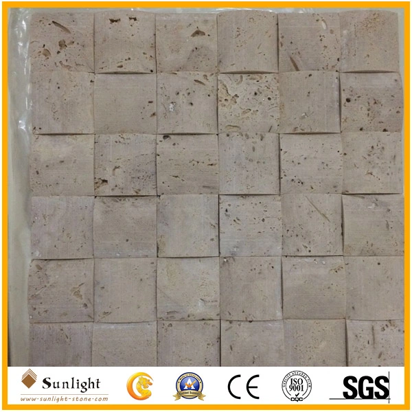 Tumbled Beige/Yellow Travertine Mosaic for Bathroom Wall Decoration