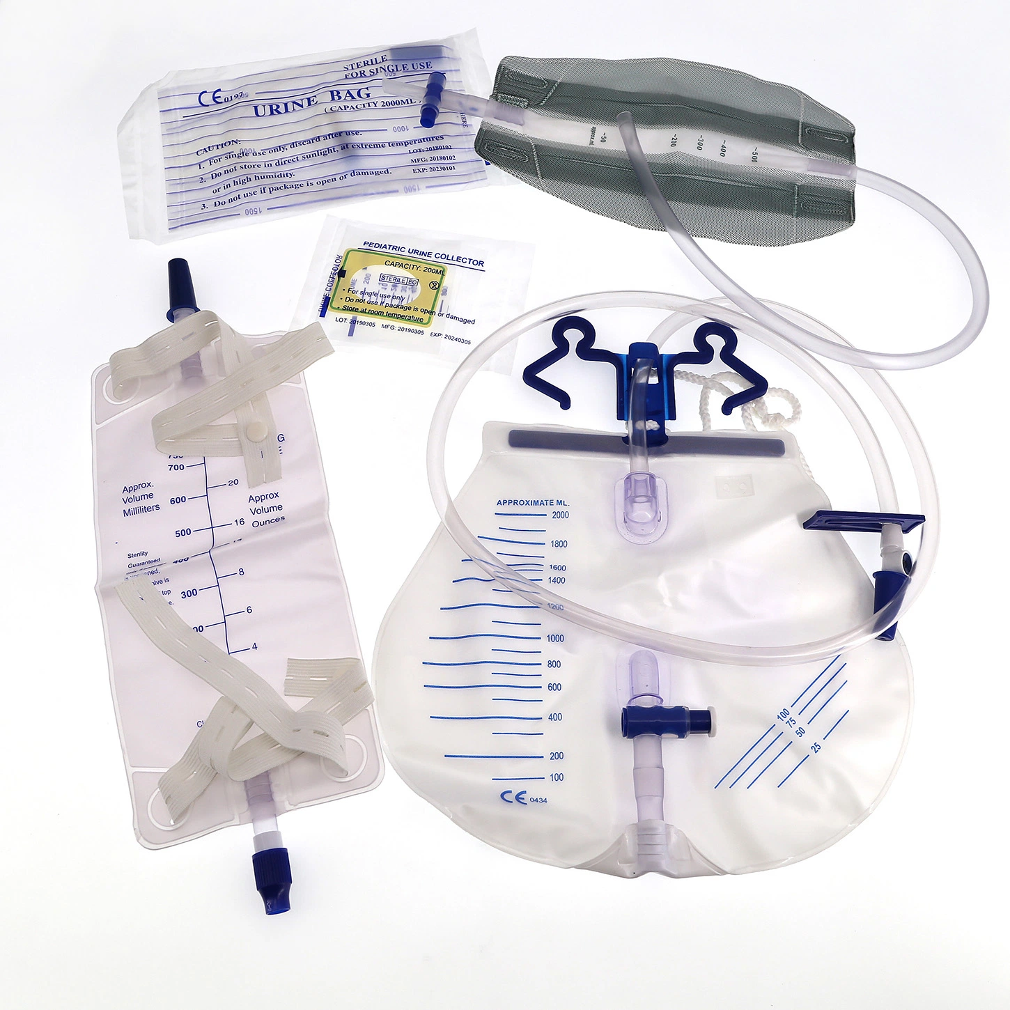 Medmount Medical Disposable 2000ml Pédiatrique/Adulte Économique/Luxe Jambière de mesure d'urine/Drainage/Alimentation entérale/Sang/Sac de collecte d'ostomie/colostomie avec CE/ISO.