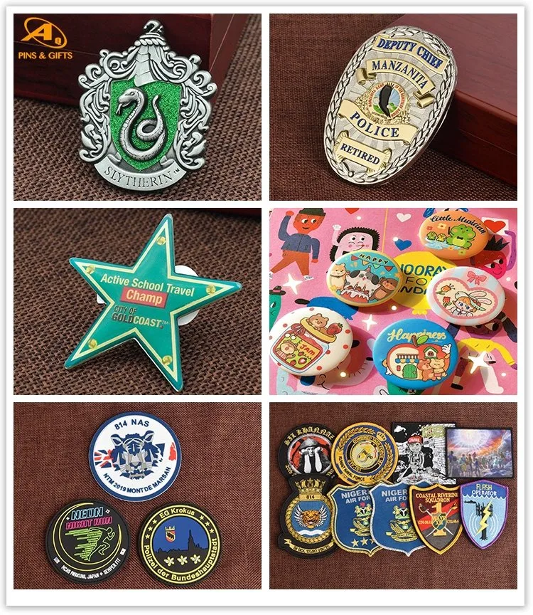 China Großhandel/Lieferant Custom Woven Stickerei Militär Polizei Metall LED Fußball Acryl PVC Geschenk Legierung Auto Name Sicherheit Officer Taste Abzeichen Mit Revers-Emaille-Pin