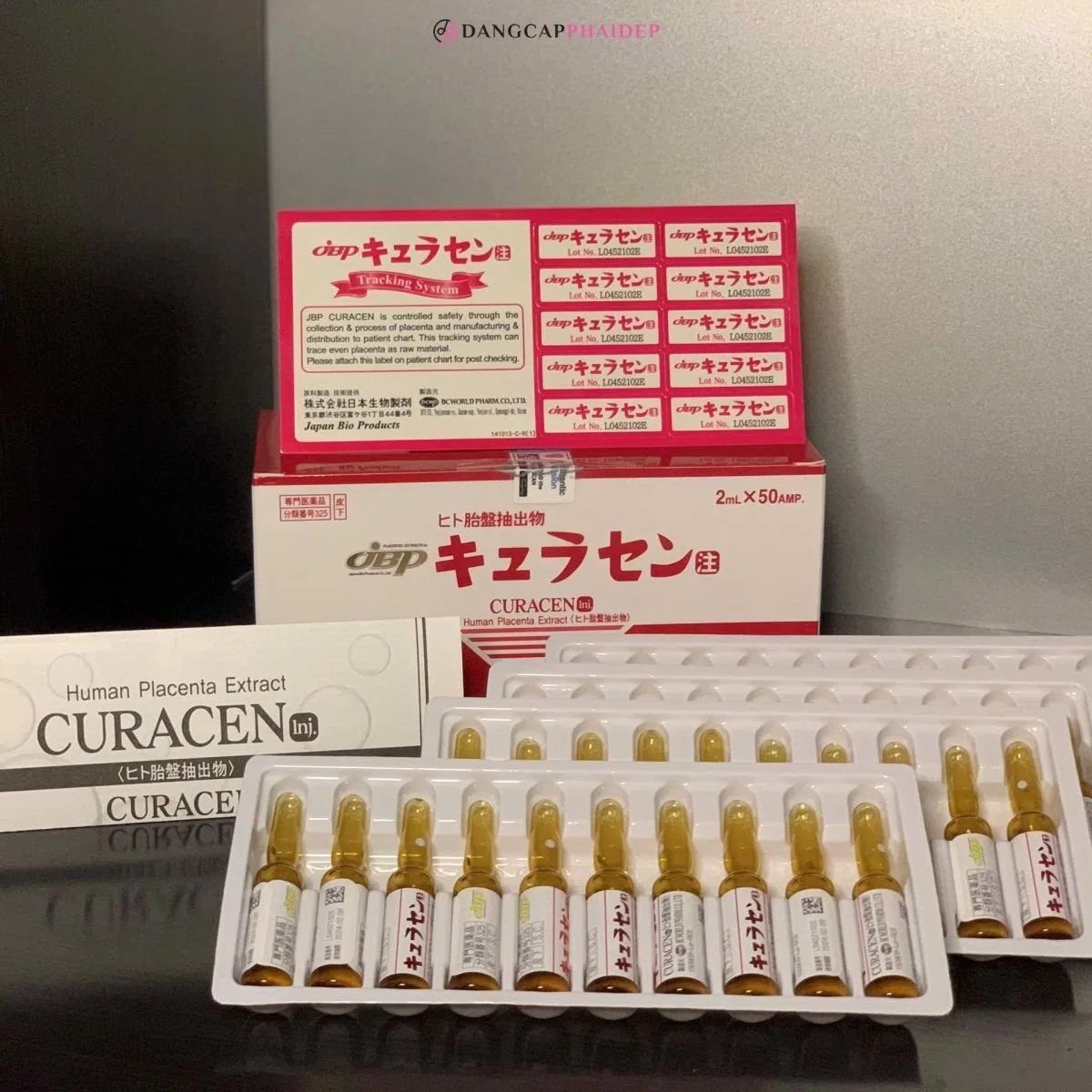 JBP Curacen placenta Gutatione Injection Human placenta Extract 50amg Melsmon Extrato de injeção de polipeptídeo suave da placenta da pele branca