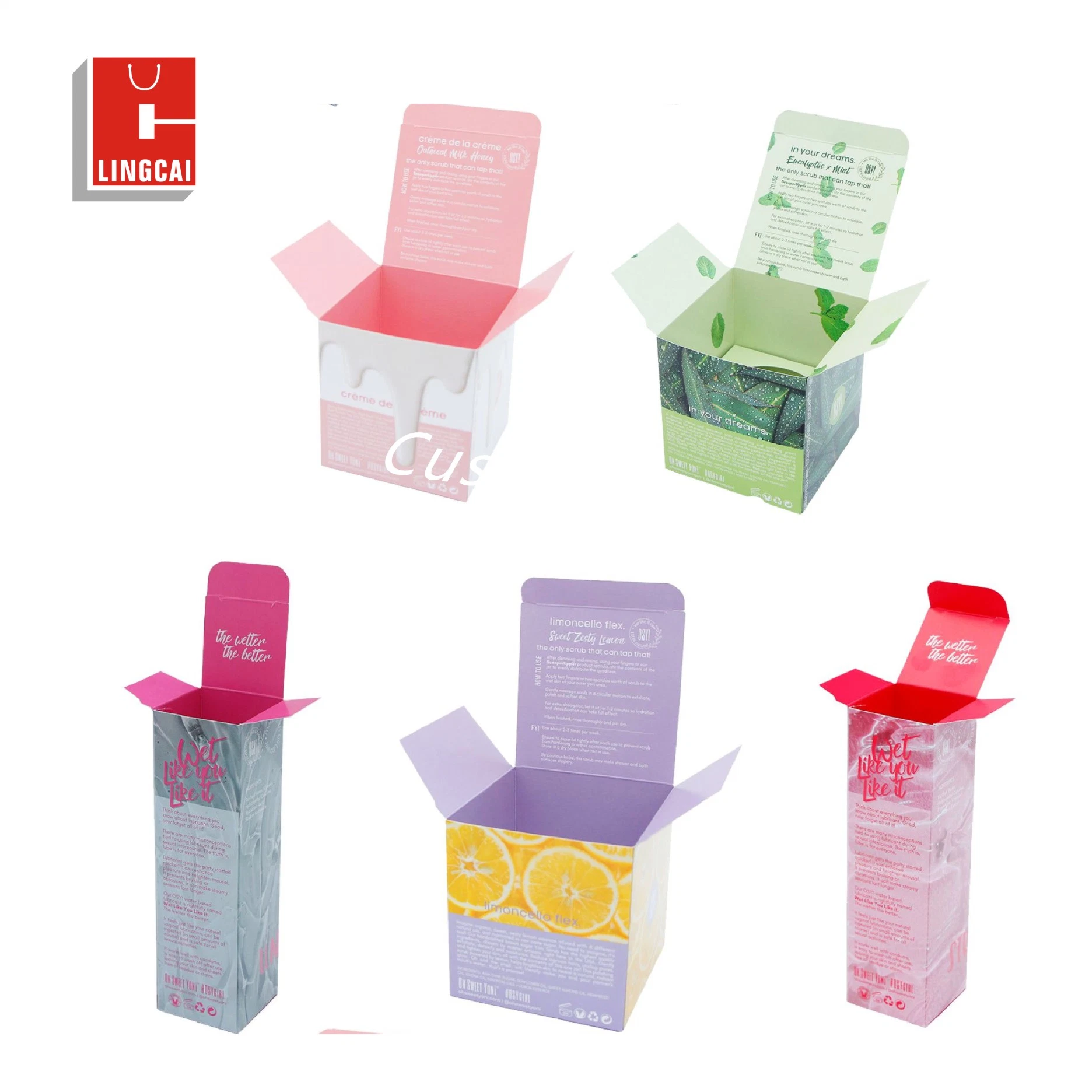 Embalagem de papel cosmético Perfume com batom de design personalizado para Cuidados corporais com pele para maquiagem