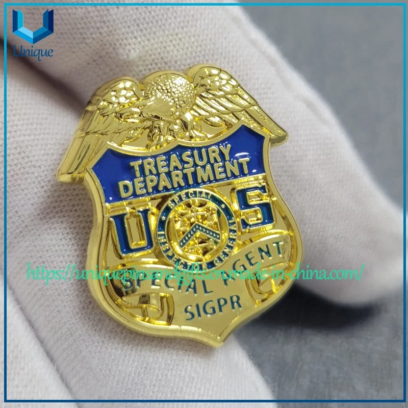 Custom Cyber Police 3D Gold Metal Brooch, Mini 1 Inch Height Police Lapel Pin