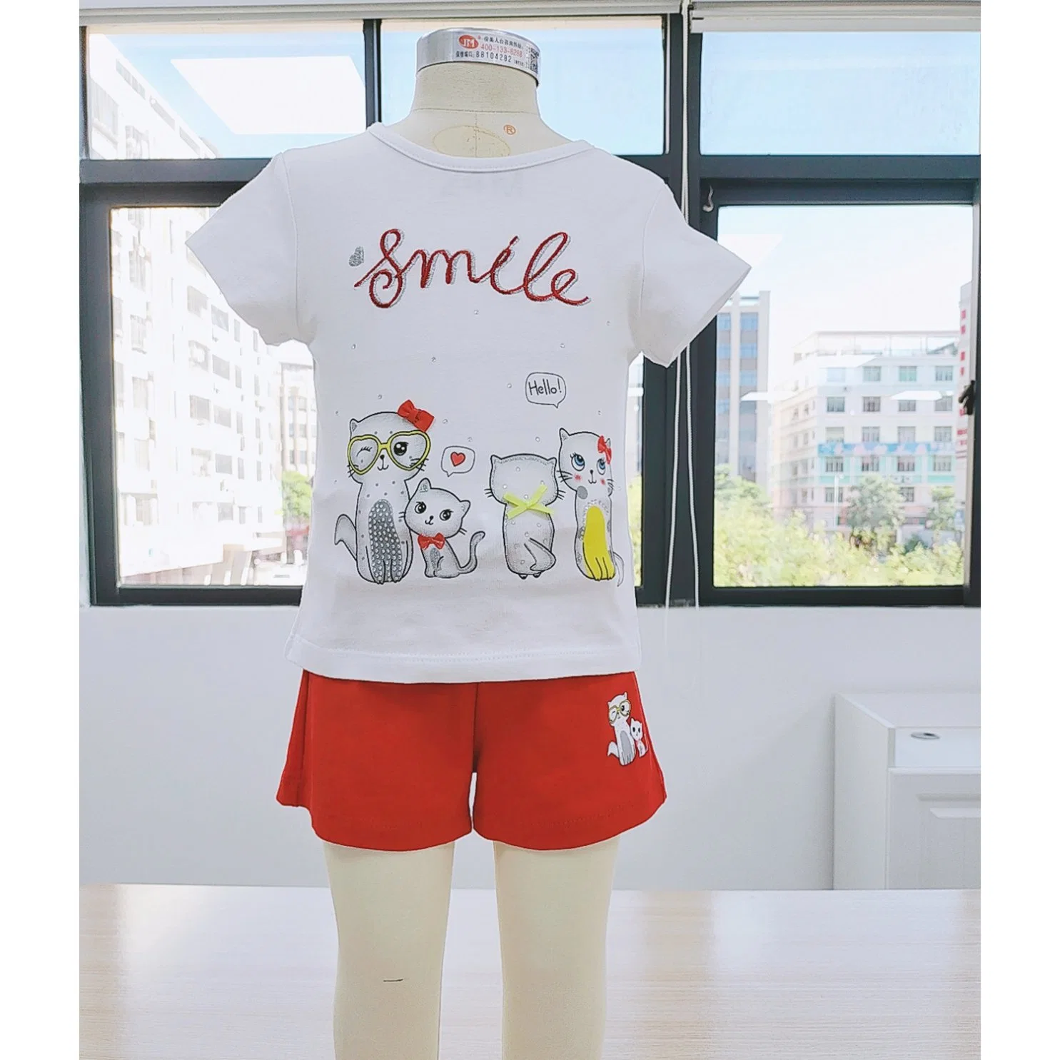 Custom Pattern Summer Fashion Breathable Thin Trend Printing Round Neck Kids Casual Suit Short Sleeves