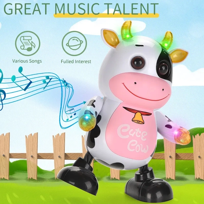Mayorista/Proveedors niños Creatiely Toy Cute Animal plástico Juguetes niños Chica Y los chicos mejor regalo interactivamente interesante Bailando vaca con luz Y Música