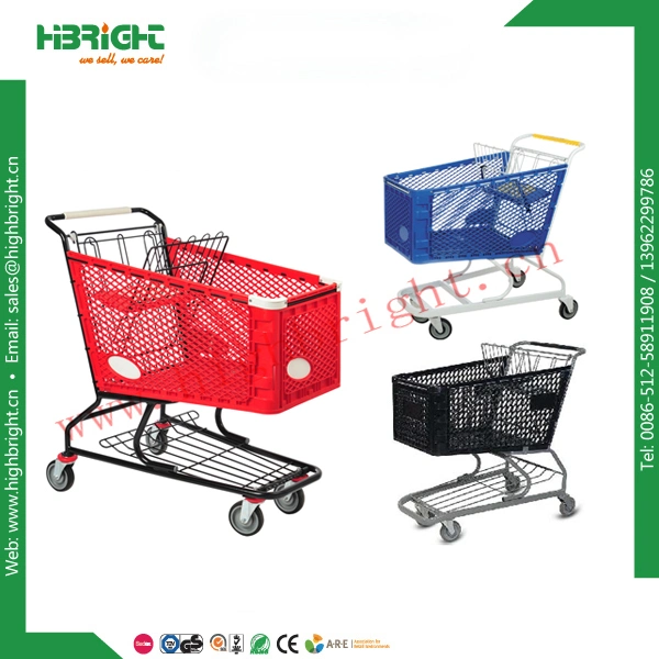 Supermarket Grocery Plastic 180L Shopping Cart Trolley